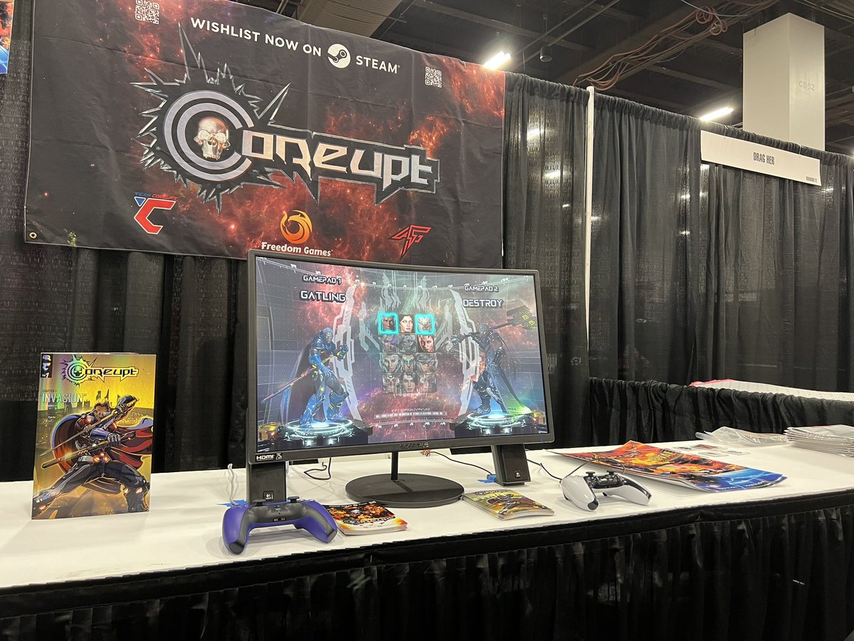Thanks again to everyone that stopped by and checked out Coreupt at #Evo2023! After a very long road, the reactions and feedback was everything the team needed to finish up strong 💪🏾! More #Coreupt on the way 😎! #indiegame #indiedevs #fgc #UE5 #MondayMotivatoon #Thankful