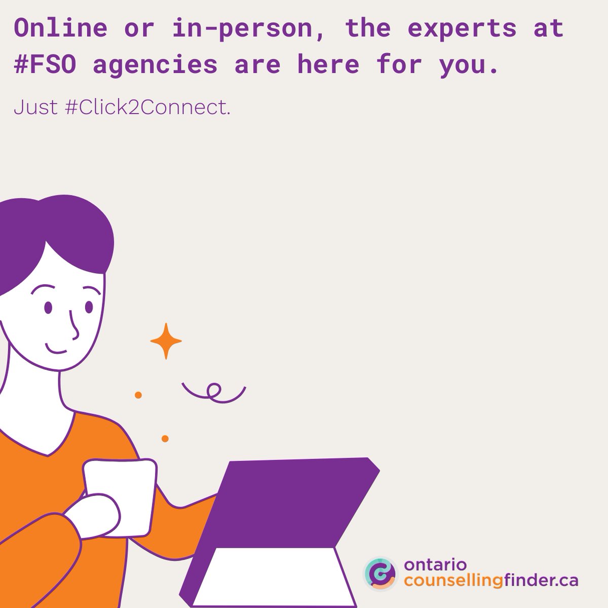 We know some people still prefer remote communication, and that works for us too! #Click2Connect to a counsellor today. ontariocounsellingfinder.ca #StrongerTogether #RelationshipExperts #KnowWhereToGo #FSO

@MichaelTibollo @MichaelParsa @211Ontario @AutismONT @ONgov @Caredove