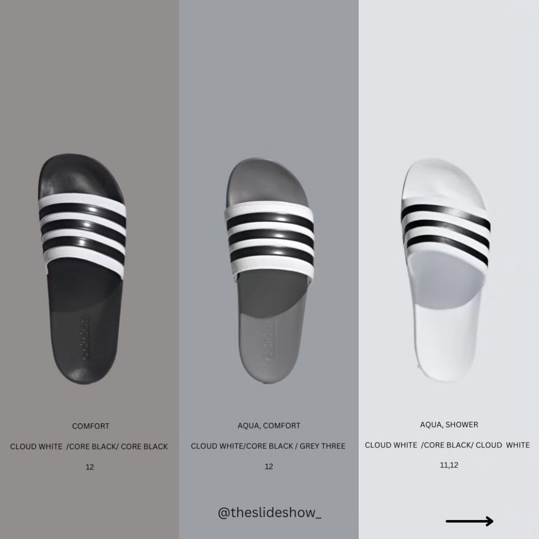 theslideshow_'s tweet photo. Discover the stunning hues of our Adidas slides collection!

Embrace the beauty of our diverse colour palette, perfect for every outfit and mood. Swipe through to find your favourite colours https://t.co/jAw6siVShD
