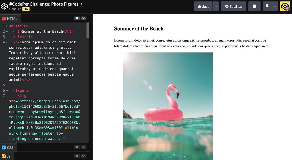 CodePen's tweet image. The August #CodePenChallenge starts now!
This month is all about photos 📸
Let's kick it off with a deep dive into figures
codepen.io/challenges/202…