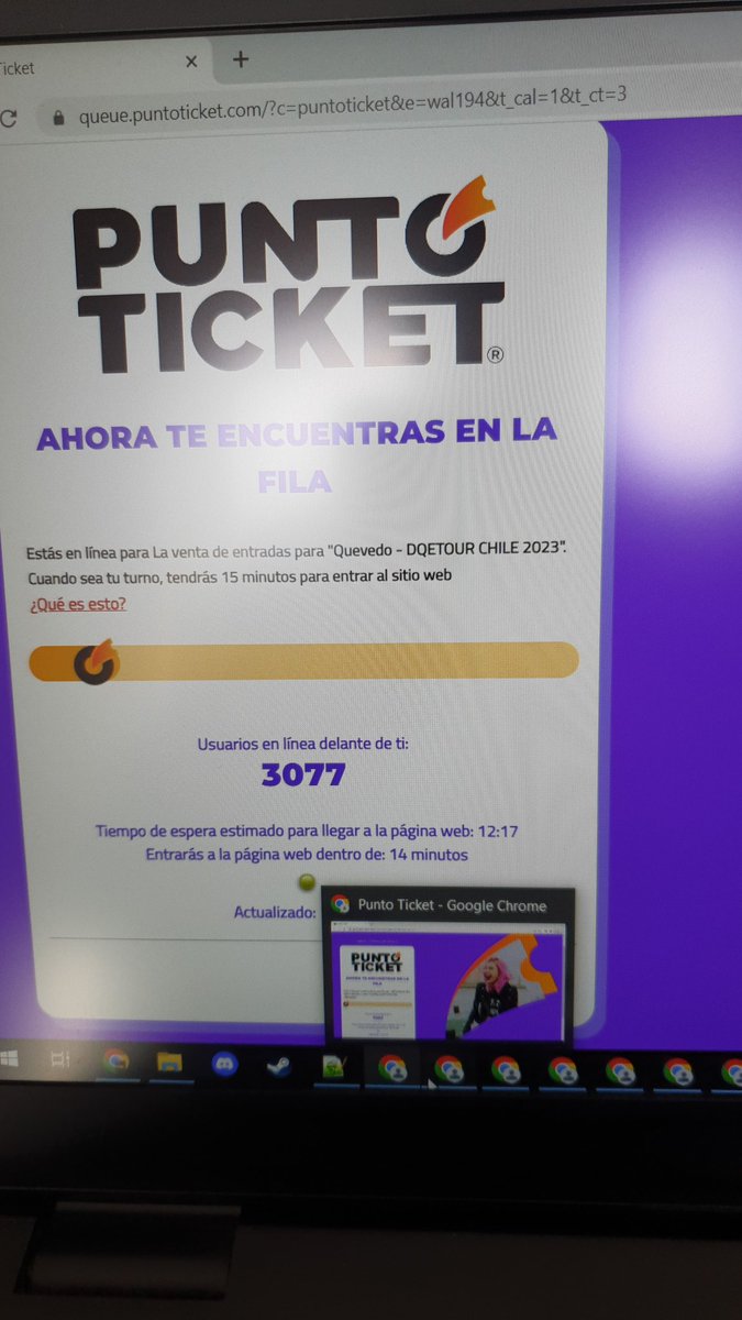 HecDonoso's tweet photo. @puntoticket me tocó turno y no dejó comprar me mando al inicio #quevedo https://t.co/qcUzUSkOhF