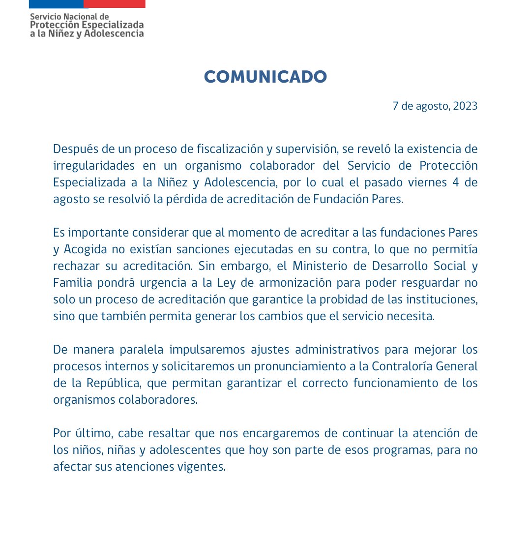 servproteccion's tweet photo. Comunicado oficial del Servicio Nacional de Protección Especializada a la Niñez y Adolescencia. https://t.co/vh5lTixcMw