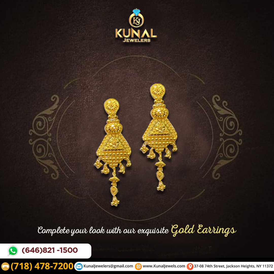 Add a touch of brilliance to your style with our exquisite Gold Earrings. Shop now at #KunalJewelers and shine like never before.

For the Latest Designs DM 📧 us or Call 📞(𝟕𝟏𝟖) 𝟒𝟕𝟖-𝟕𝟐𝟎𝟎

#22kGoldEarrings #GoldEarrings #LuxuryJewelry #ElegantEarrings #GoldJewelry