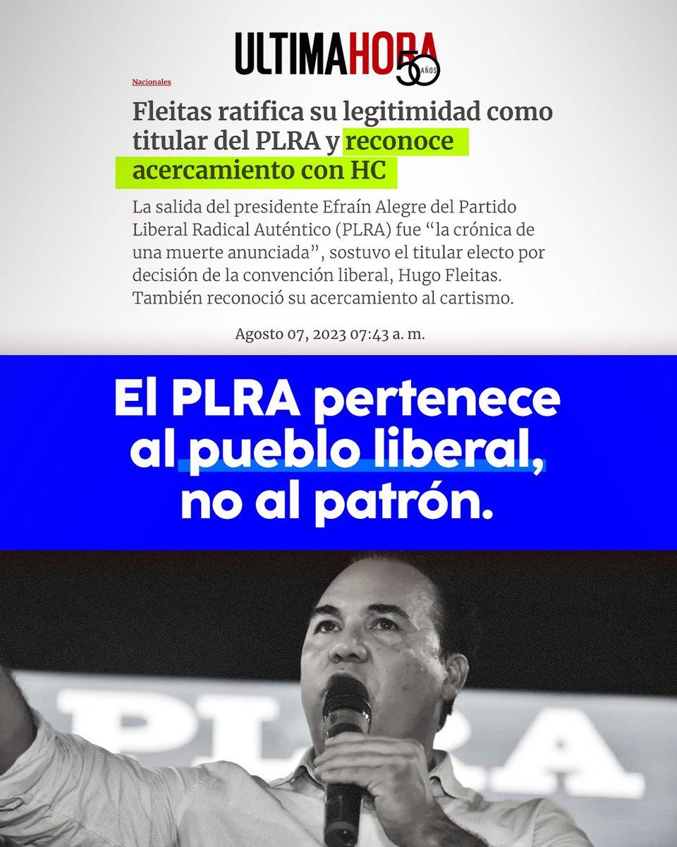 Sr. Fleitas, el PLRA no es una sucursal de TABESA, ahí bien puede ud ser gerente o presidente, o si se porta muy bien, quizás hasta embajador.  Al presidente del PLRA lo elige el pueblo liberal, no un patrón.