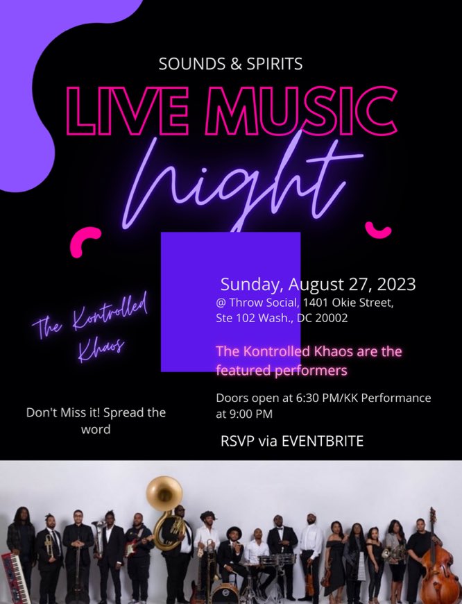 TheKNTRLDKhaos's tweet photo. ‼️SUNDAY, AUGUST 27th, IT’S GOING DOWN ‼️
Meet us at Throw Social for a night of music you won’t forget #Getn2It #DMVartists #Music #LivePerformance #GETN2️⃣IT #KontrolledKhaos
https://t.co/3INGPOpPtM https://t.co/MvssnrC67J