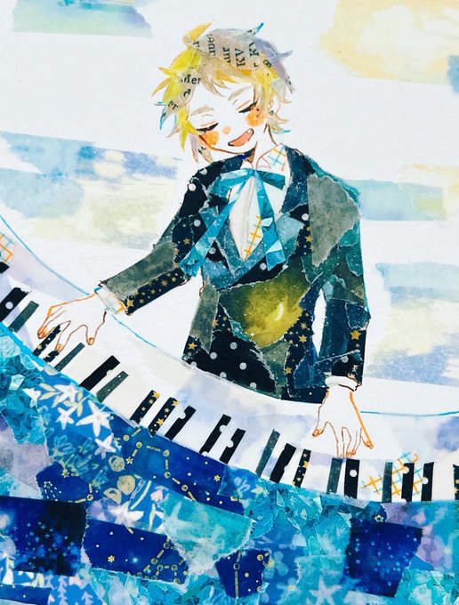 「closed eyes piano」 illustration images(Latest)
