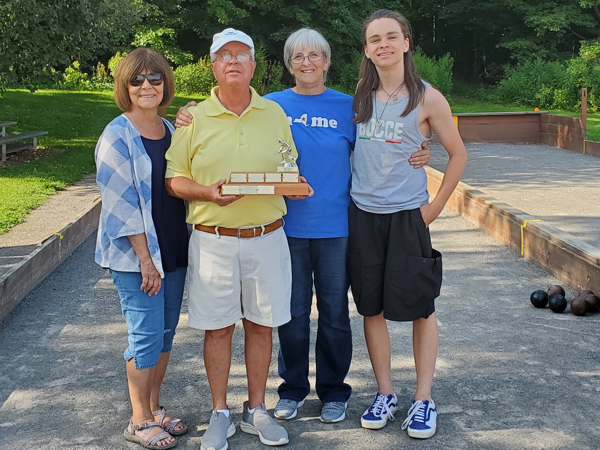 RocCurling's tweet photo. Congratulations to the winners of the 2023 RCC/Calabrese Bocce Invitational: The In-Laws &amp; A Ringer (Joe Calabrese Sr, Mary Calabrese, Veronica Avondale, Nat/Joey Calabrese)!
They say bocce is curling on grass, so we won't mention that 75% of this team aren't curlers. #roccurling https://t.co/ol4rG8colF