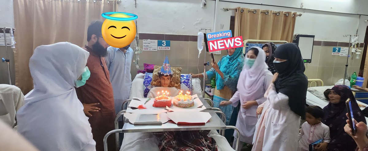 Yourhater9211's tweet photo. So this 14-year-old boy who had repeated abdominal surgeries and was in critical condition, started to get better. The poor soul is admitted to our ward for almost a month and now he is our great friend. Today we all celebrated his birthday in out ward and our AP cut the cake https://t.co/rFsInTlJd1