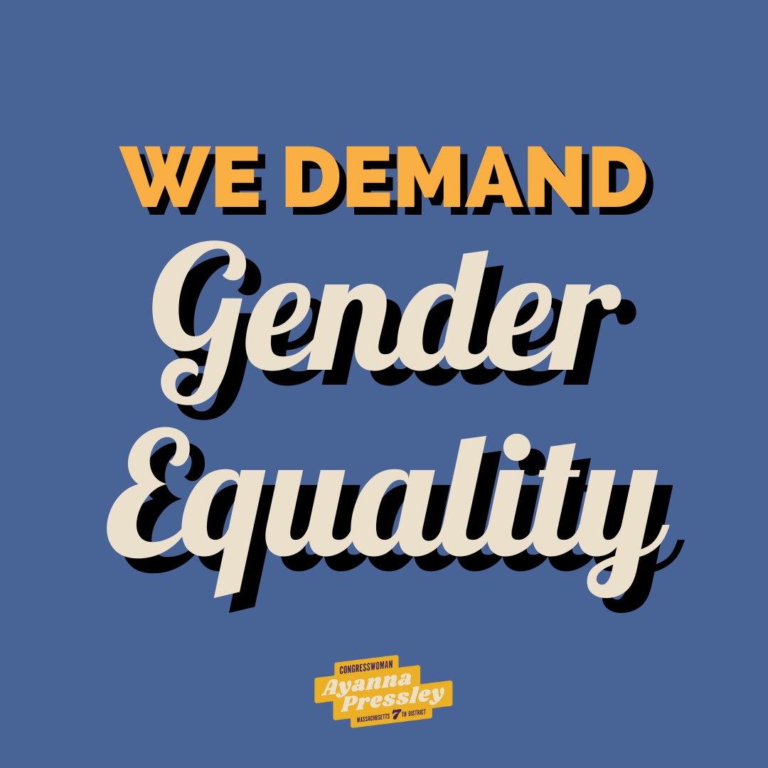 RepPressley's tweet photo. For too long, women &amp; our LGBTQ+ siblings have been relegated to a second-class legal status—it’s time we change that.

We demand gender equality. Congress must act &amp; enshrine the #ERA in our Constitution. https://t.co/Ljrs2iM62K