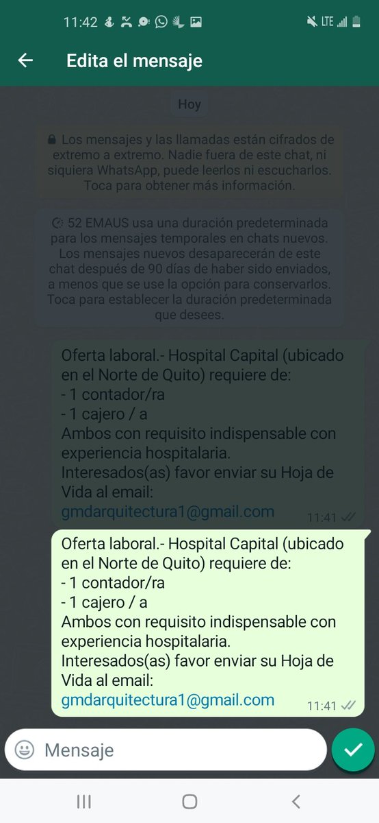 RaulAC7481's tweet photo. Oferta laboral.- Hospital Capital (ubicado en el Norte de Quito) requiere de:
- 1 contador/ra
- 1 cajero / a
Ambos con requisito indispensable con experiencia hospitalaria. 
Interesados(as) favor enviar su Hoja de Vida al email: gmdarquitectura1@gmail.com https://t.co/GxhIXHQ4xN