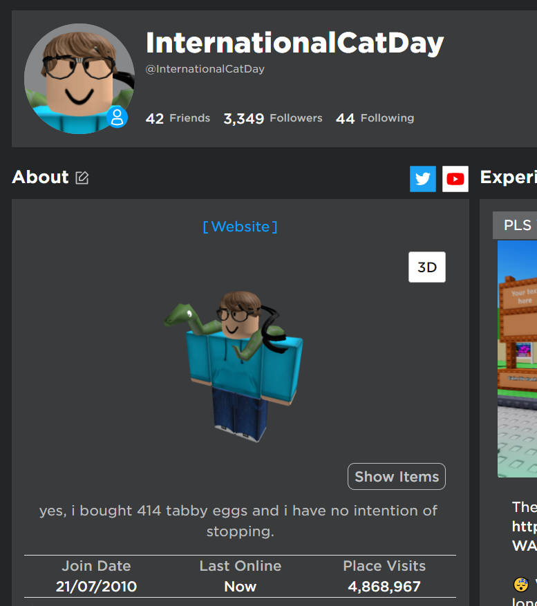 Axt_an's tweet photo. Folks, HAPPY #InternationalCatDay from InternationalCatDay on ROBLOX!!! 🎉🎉🎉

Here's to 6 years in a row.

I never plan on stopping.

I love c ats.🐈

this is a really long tweet

bruh

why can i make it this long

here's another hashtag for relevance

or something idk

#ROBLOX https://t.co/rIvDwB9eGU