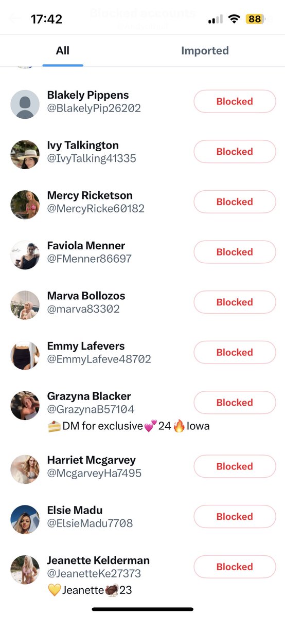 Andyofhull's tweet photo. @elonmusk Just some of the scam accounts I’ve blocked over the last few months https://t.co/w8orT6ZKor
