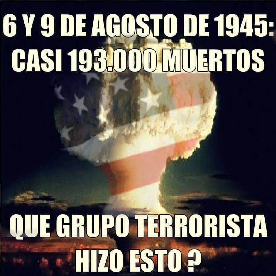 🇺🇸☠️ Las bombas atómicas lanzadas sobre Hiroshima y Nagasaki, en un intento de enseñar fuerzas a la URSS y el comunismo que se hacía cada vez más popular en el mundo, son considerados CRÍMENES DE GUERRA   debido al gran número de víctimas civiles, según el derecho internacional.
