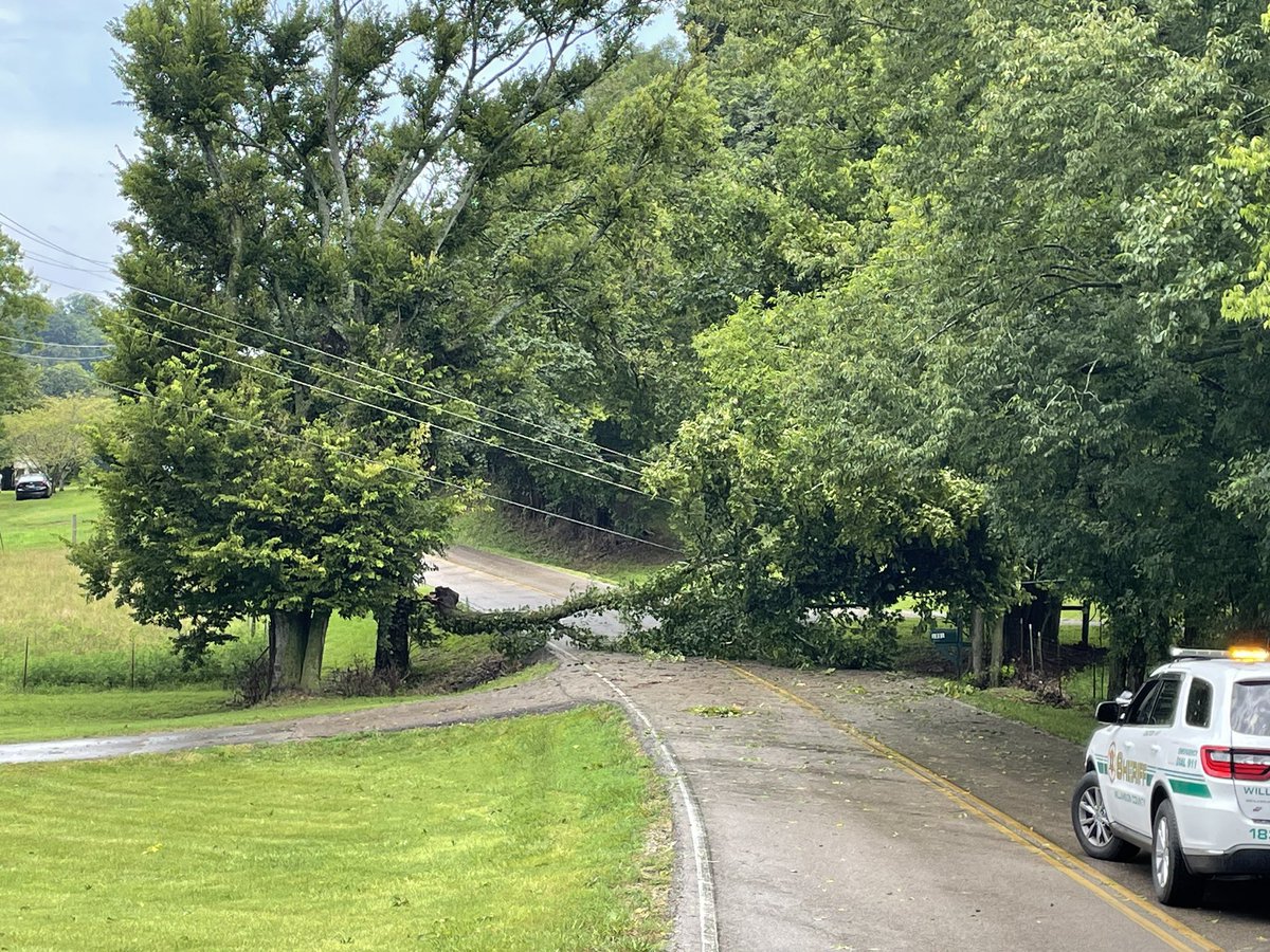 WilcoFireRescue's tweet photo. A large tree limb is blocking the roadway at 1851 Thompson’s Station Road West. Road will be closed until Middle Tennessee Electric is able to fix the issue. https://t.co/x5oemjSk0s