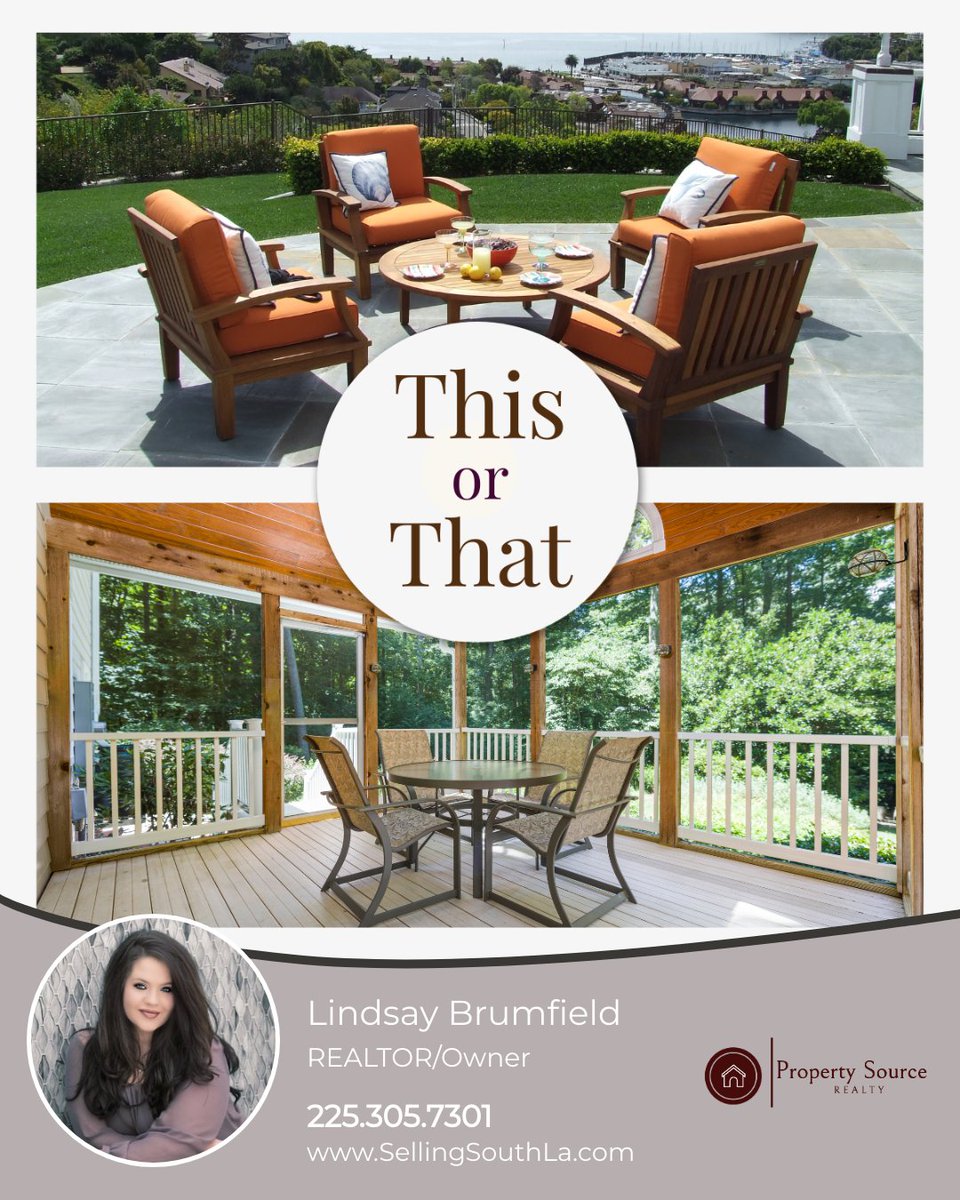 linds_brumfield's tweet image. For all the nature lovers out there - what's your pick for soaking in the outdoors right at home? An enclosed porch for all-weather lounging or an open patio for a sun-filled hangout?

#outdoorliving #porchvspatio #homefeatures #naturelovers #homeideas