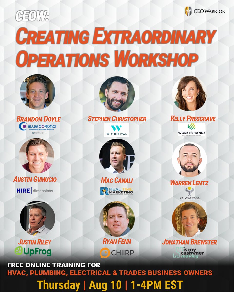 workwithyourha1's tweet photo. 🗣ATTENTION HOME SERVICE BUSINESS OWNERS!

Work With Your Handz is proud to partner with CEO Warrior to present the Creating Extraordinary Operations Workshop! ⚔️🛡

Don't miss out on this opportunity!

https://t.co/QAtvMTJzYO https://t.co/DxXBcoE5n9