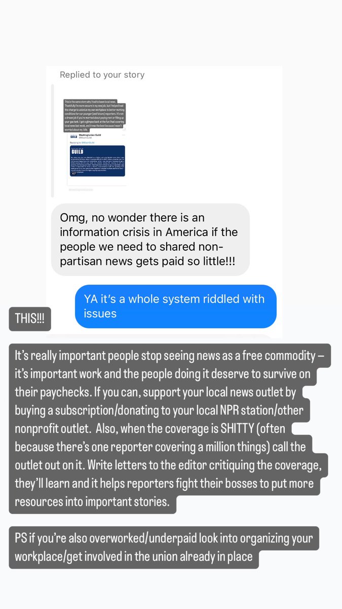 Back from vacation and re-downloaded this app. First thing I wanted to share is my support for @WashGuild. I re-posted some of their stories to my own Instagram which brought out a good convo. As lover of local news & subscriber to @washingtonian I hope they work with the guild