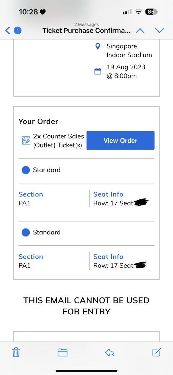 Pei_Jun's tweet photo. WTS TAEYEON IN SINGAPORE
 19 AUGUST SATURDAY

X2 PA1 Row 17
Selling at original price
Bought at singpost but able to exchange to physical tickets

原价出 
太妍 新加坡 演唱会 8/19
Singpost 买的票但可以换成票根

#TAEYEON #TAEYEON_TheODDOfLOVE_in_SINGAPORE #太妍 #泰妍 #태연 https://t.co/H8A0fjJfqk