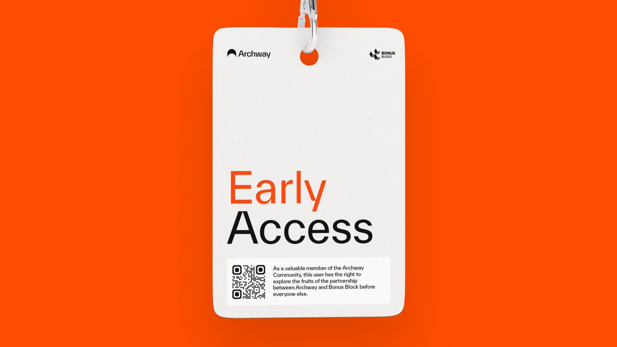 archwayHQ's tweet photo. BonusBlock Early Access Drawing 🔑 🟠

To Enter:
1. Like + RT this tweet
2. Follow @archwayHQ &amp; @bonus_block
3. Tag 3 Friends

In 24 hours, 25 community members will be chosen to receive Early Access to Archway's Incentivized Mainnet Missions powered by @bonus_block 🔓 https://t.co/gVutZRaHia
