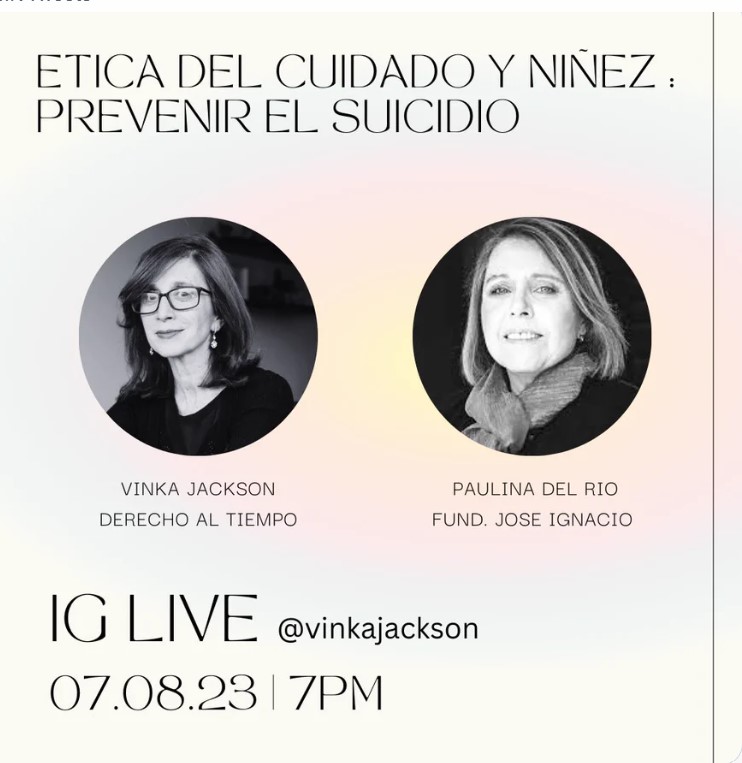 No se olviden! Hoy a las 19:00 vamos a conversar en un live de IG de <a href="/vinkajackson/">VinkaJackson</a> sobre el cuidado de los niños y niñas, la prevención del suicidio y la nueva mirada que eso nos exige.  Los esperamos!