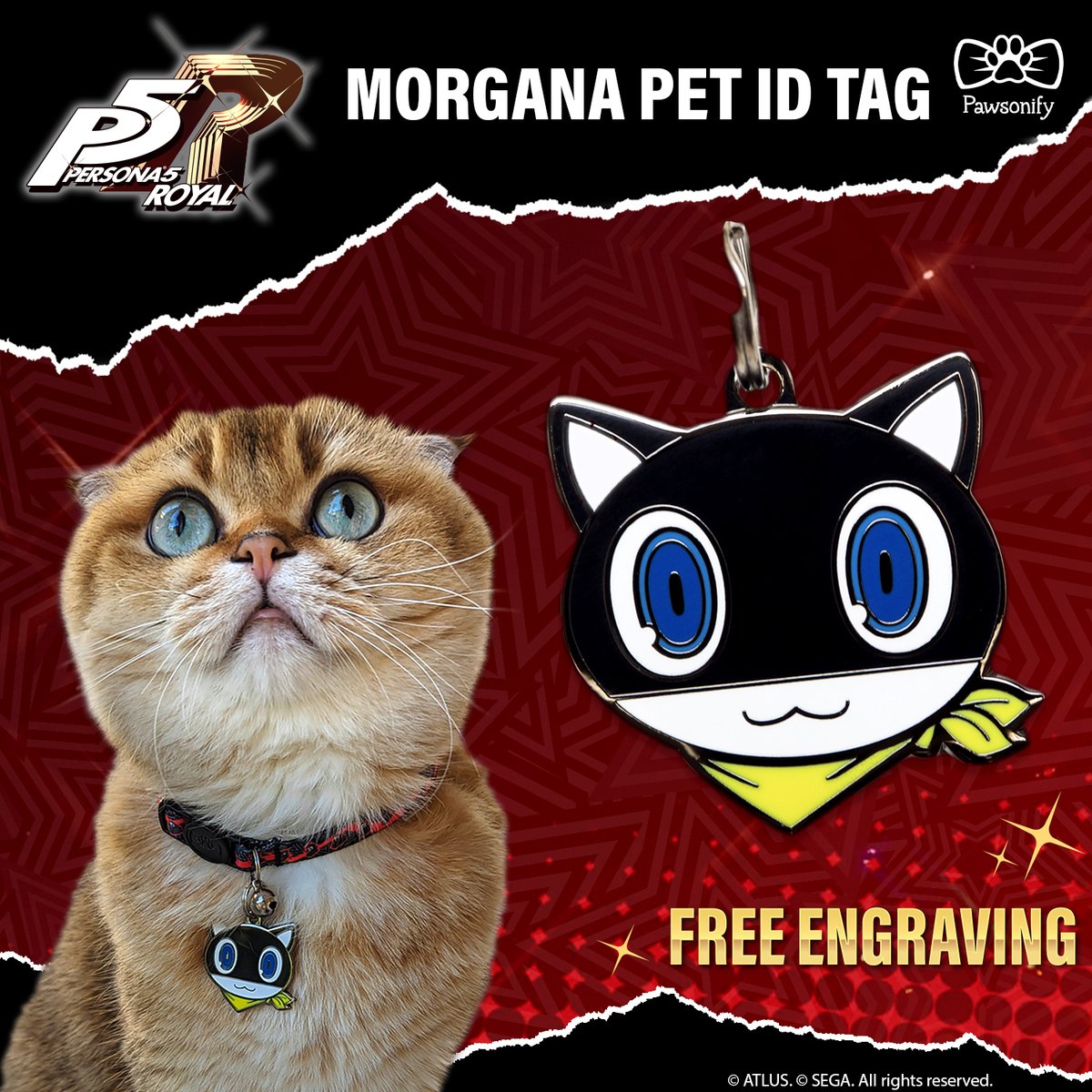 Atlus_West's tweet photo. Persona-fy your pet with our Persona 5 Royal x Pawsonify Pawsona Pets Sweepstakes! 🐾

Enter for a chance to win a Persona 5 Royal pet ID tag from @Pawsonify with your very own custom engraving!

How to Enter:
🔁 RT this post
📷 Post a photo of your pet on Twitter with #pawsona https://t.co/b2dKc1tHu6