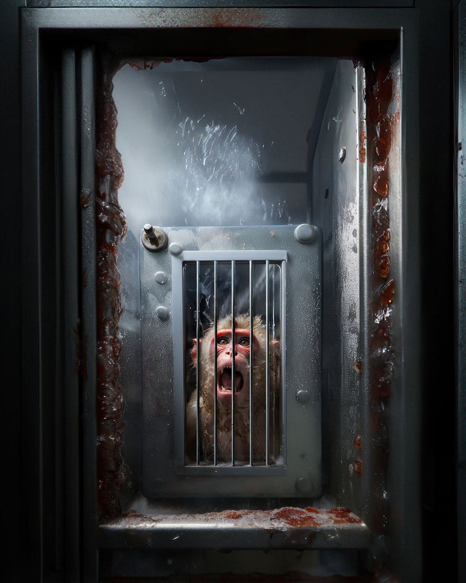 Negligent lab staff have been caught leaving monkeys in cages when running them through high-pressure washers, which leads to animals being scalded to death & torn apart 💔 This artist’s rendering shows another horrifying reason why animals should NEVER be experimented on 😢