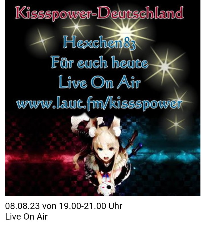 spin.de/chat/open?name… <--— hier geht es zu uns in den Gruppenraum
laut.fm/kissspower <-----hier geht es zum Player
kissspower-deutschland.de/start.php <--— hier geht es zu unserer HP