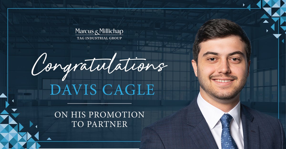 tag_industrial's tweet photo. We’re excited today to congratulate Davis Cagle on his promotion to partner! Davis started with the TAG Industrial team over 5 years ago as an intern, soon thereafter as an analyst, broker, and now partner. #TAGIndustrial #InvestmentSales #RealEstate #Brokerage https://t.co/I238oxTYnR