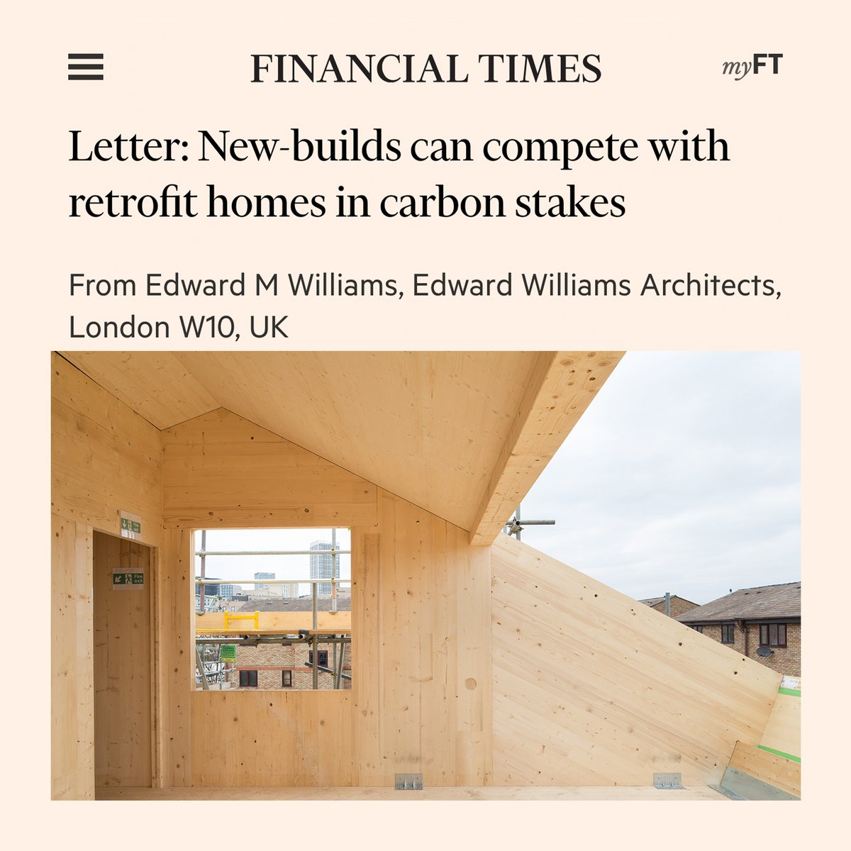 CagniWilliams's tweet photo. Excited to see that the FT Weekend published Edward William's comments on Hugo Cox's "Rebuild or renovate: the embodied carbon conundrum". Where do you stand?

#oneclicklca @ft_weekend @hugobriefly #carbonfootprint #sustainablearchitecture #greenerlondon #FinancialTimes https://t.co/vqkDulxUMj