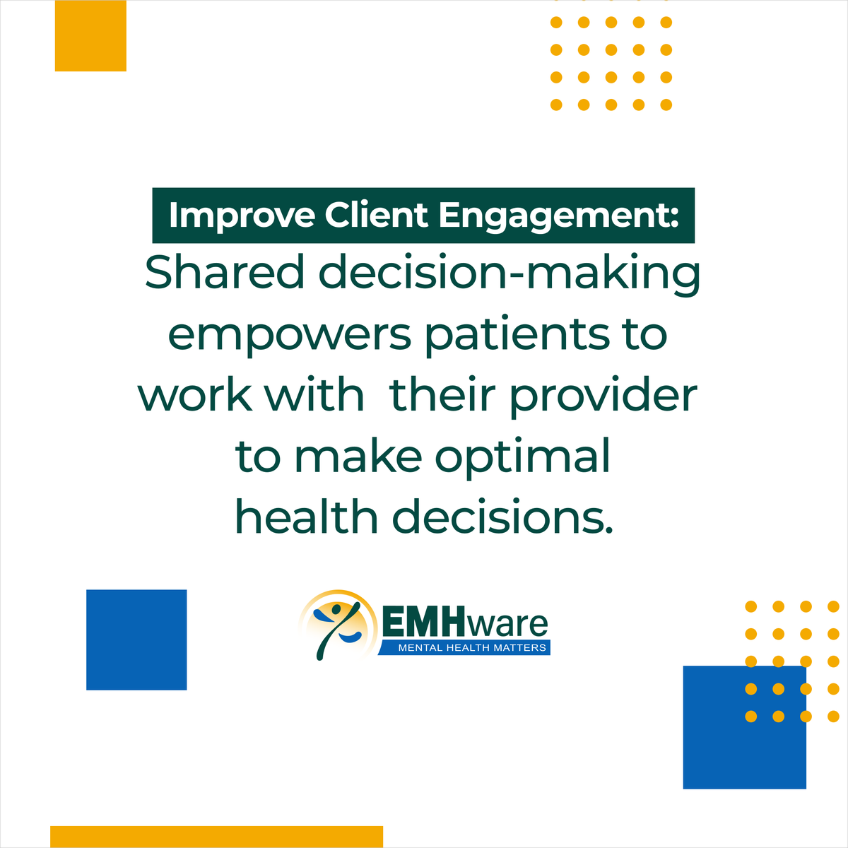 Shared decision-making is a conversation between the provider and client that results in agreement about treatment. 

This approach promotes a collaborative partnership between the client and physician, making the client feel like an integral part of the decision-making process.