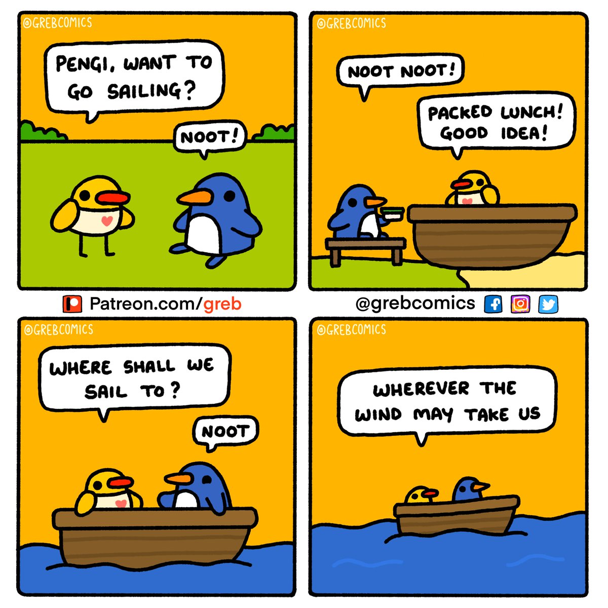 GrebComics's tweet photo. pengi and baby adventure part 1. https://t.co/OqOCLwzES8