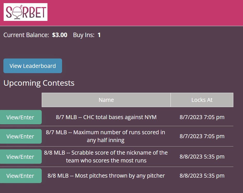 JStocksSmith's tweet image. Upcoming MLB contests for the math game Sorbet. Play for free and win cash prizes! sorbetgame.com