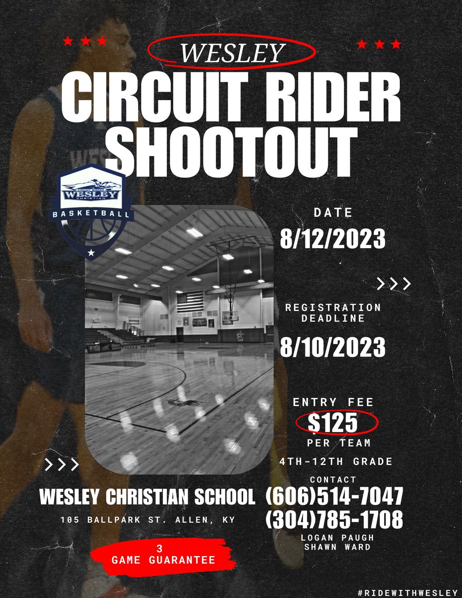 CoachPaugh's tweet image. Register now for the Circuit Rider Shootout @Wesley_Hoops22!