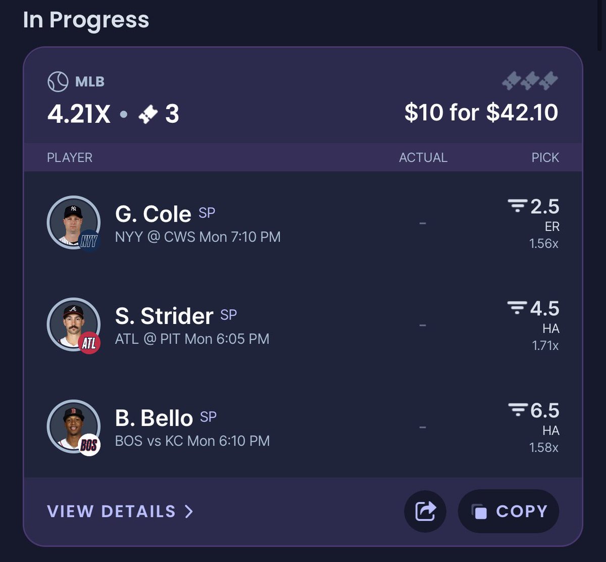 MupsontheBeat's tweet photo. Slips we are running for this evenings games. Let’s all wipe the slate tonight! #GamblingTwitter #SleeperPicks #sleeperpotd #sleeper https://t.co/z5AziuoId5