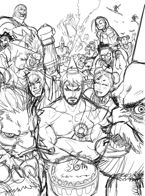 Having a hard time trying to fit everyone in this sketch for the 36th SF anniversary.