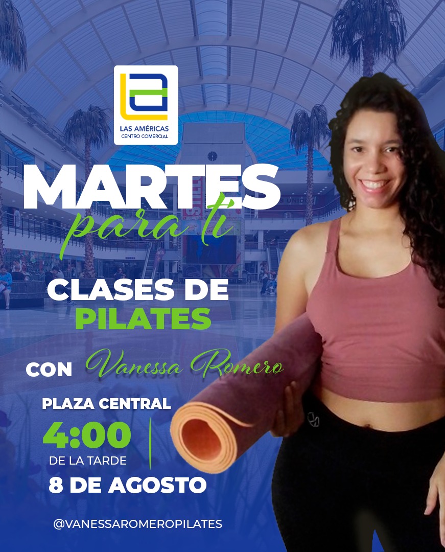 Este 08 de agosto es el turno de Pilates! 💪🏼

Acompáñanos a una clase integral para toda la familia junto a @vanessaromeropilates 👏🏼

Será a las 4 pm en la Plaza Central! No dejes que te lo cuenten; arma tu grupo, trae tu mat y ven a tu punto de encuentro. 🥳

¡Te esperamos!