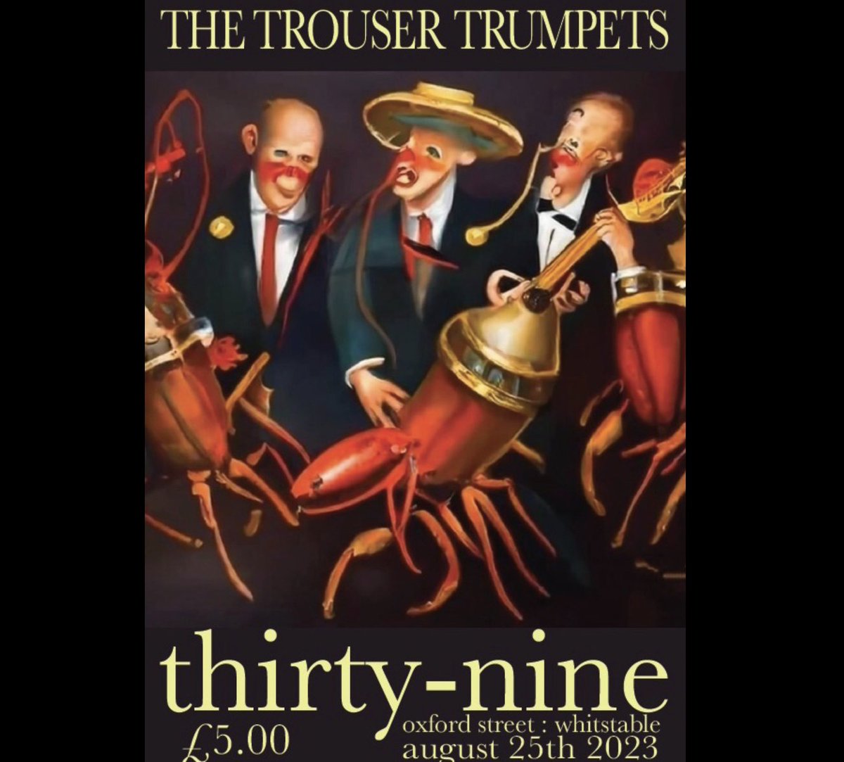 BigBubbleUK (Blue Tick) (@bigbubbleuk) on Twitter photo Yes LIVE @39Whitstable Friday 25th August
The Trouser Trumpets + Support
<a href="/WhitstableLive/">Whitstable Live</a> <a href="/thewhitwhistler/">The Whitstable Whistler</a> @Whitproduce <a href="/Captainvinyl1/">WhitstableMusic</a> <a href="/vcjonesfish/">VC Jones</a> <a href="/trousertrumpets/">The Trouser Trumpets</a>
<a href="/WhitstableMan/">Stephen Graham</a> Yes LIVE @39Whitstable Friday 25th August
The Trouser Trumpets + Support
<a href="/WhitstableLive/">Whitstable Live</a> <a href="/thewhitwhistler/">The Whitstable Whistler</a> @Whitproduce <a href="/Captainvinyl1/">WhitstableMusic</a> <a href="/vcjonesfish/">VC Jones</a> <a href="/trousertrumpets/">The Trouser Trumpets</a>
<a href="/WhitstableMan/">Stephen Graham</a>