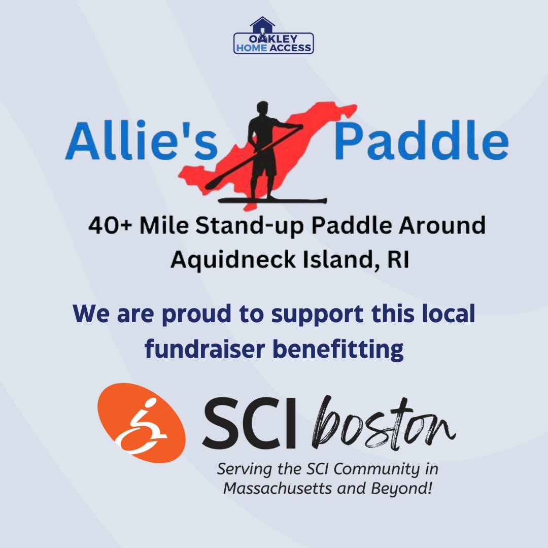 We're super proud to spread the word about Allie's Paddle. This local fundraiser will benefit #RI, #MA, &amp; #CT residents. Sending best wishes to Allie Skelley when he sets out on August 22nd! Learn more at buff.ly/3OhXByI.
#community #local #fundraiser #oakleyhomeaccess