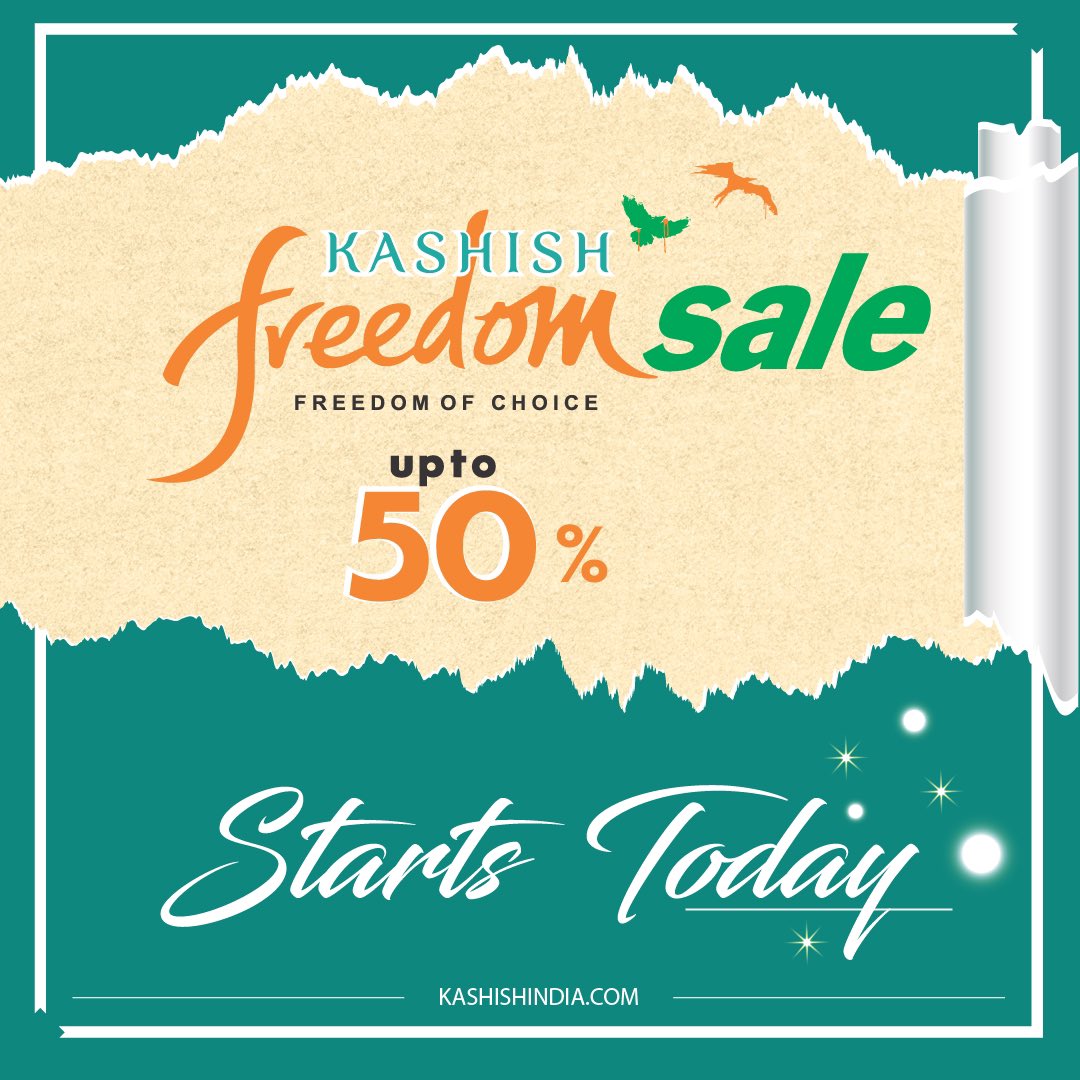KashishIndia's tweet photo. Hurry, the Kashish "Freedom Sale" is here for a limited time only with upto 50% Off. Seize the opportunity to revamp your style quotient without splurging.
See you at the store!
#Kashish #FreedomSale #Sale #Shoppingvibes #Fashion #trendsetters #designerwear https://t.co/Z6PFydMAli