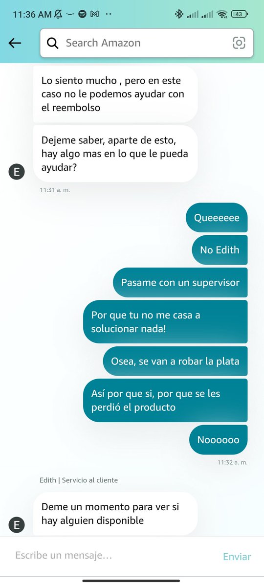 frandak24's tweet photo. Lastimosamente Ralph no soluciono nada, y no puede tomar capturas por que su respuesta fue, aún no sea procesado, espere, lo que dicen todos los de soporte! Y le digo que no, que hay que buscar otra solución y sin más corta el chat! Que bueno Servicio al cliente @AmazonHelp https://t.co/lnTG6bXMCT