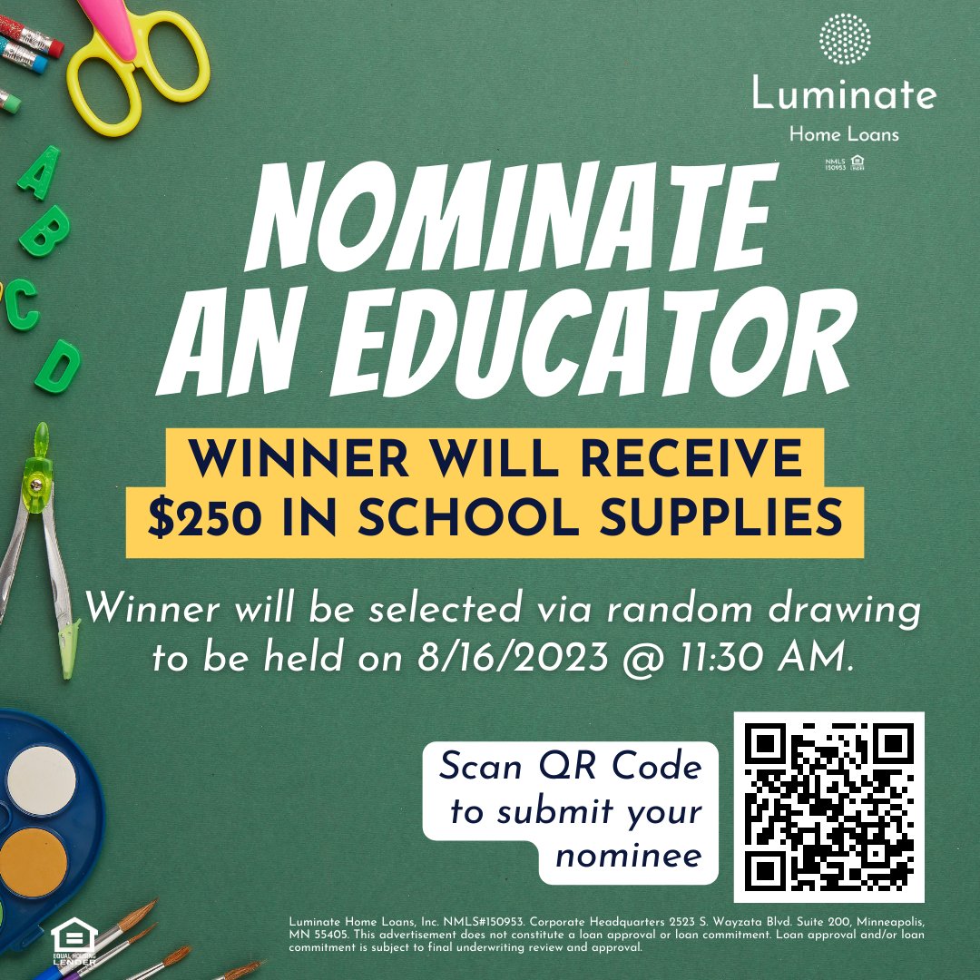 📣 Calling all changemakers! 🌟 Nominate an exceptional educator for a chance to win $250 towards their classroom wish list! Let's recognize those shaping our society through education.  Share their impact!  #NominateAnEducator #EducationMatters #TeacherRecognition #luminatemke