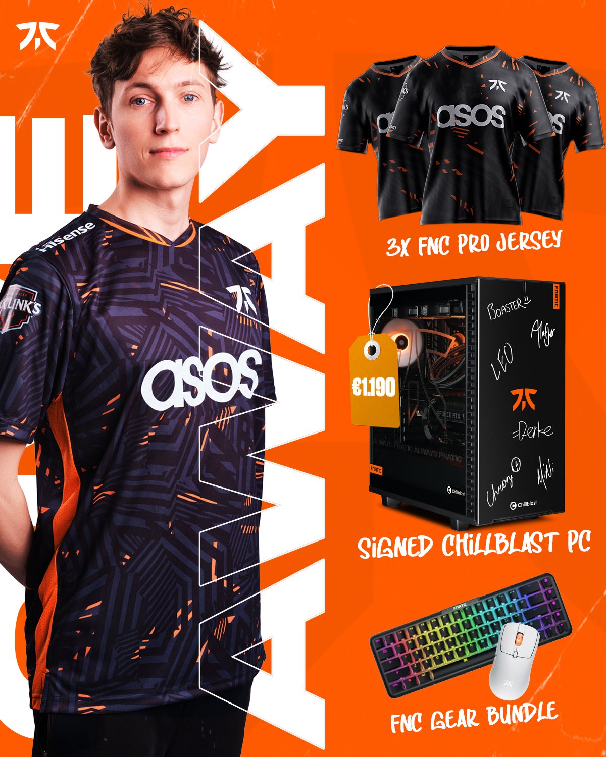 Valorant Fnatic 2023 Boaster ユニフォーム Lサイズ FNATIC CHAMPIONSHIPS ユニフォーム PRO ジャージ 2023 – FUTAROKU