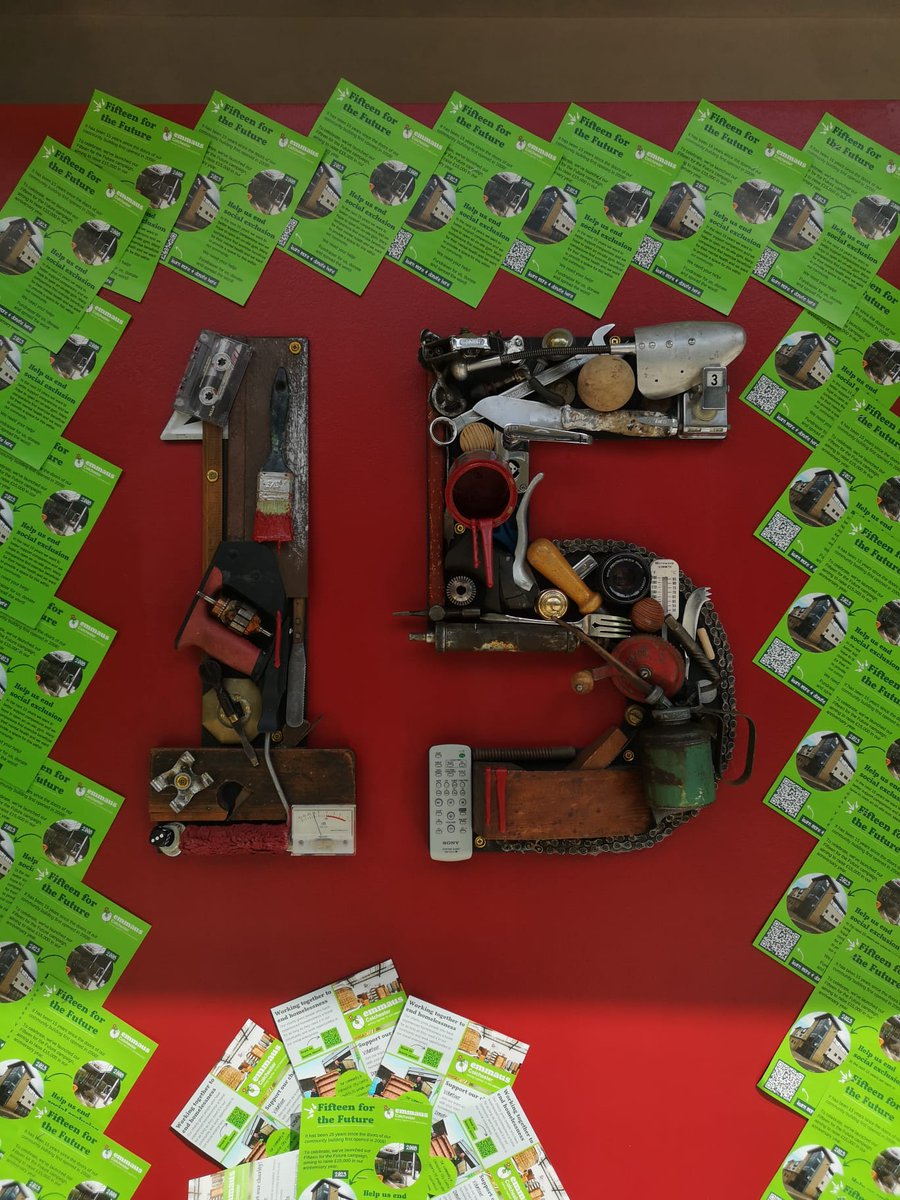 emmauscol's tweet photo. Who's seen our 15th Anniversary window at the Home Store? All made with scrap materials that we can't reuse or resell anywhere else!♻️

Throughout our 15th Anniversary year we're fundraising to raise £15,000 to improve our community, support us here: https://t.co/P6Yi2dQfMU https://t.co/oIKfi5viSd