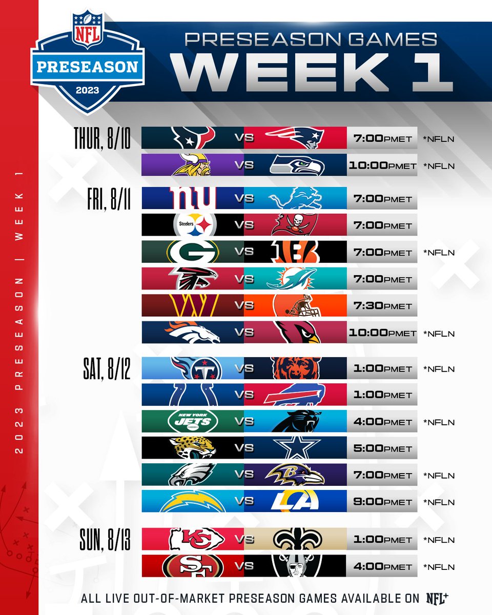 NFL's tweet photo. We’ve got football all month long 😉🏈 #NFLPreseason https://t.co/ZmIVollpT6