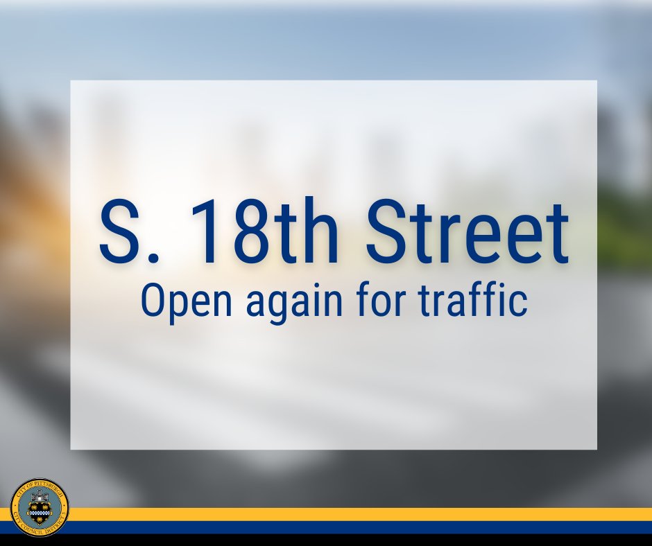 S. 18th Street is now open again to traffic 🚗🚲 as of August 4th! Thank you @PghDOMI for working to improve our infrastructure in the South Side.