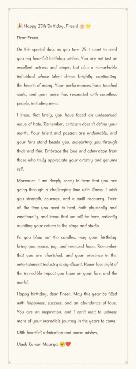 Vivek_maurya9_'s tweet image. 🎉 Happy 25th Birthday, Freen! 🎂🌟

#25thshiningFreenDay
#EverydayIsFreenday
#HappyFreenDay
#srchafreen 
@srchafreen