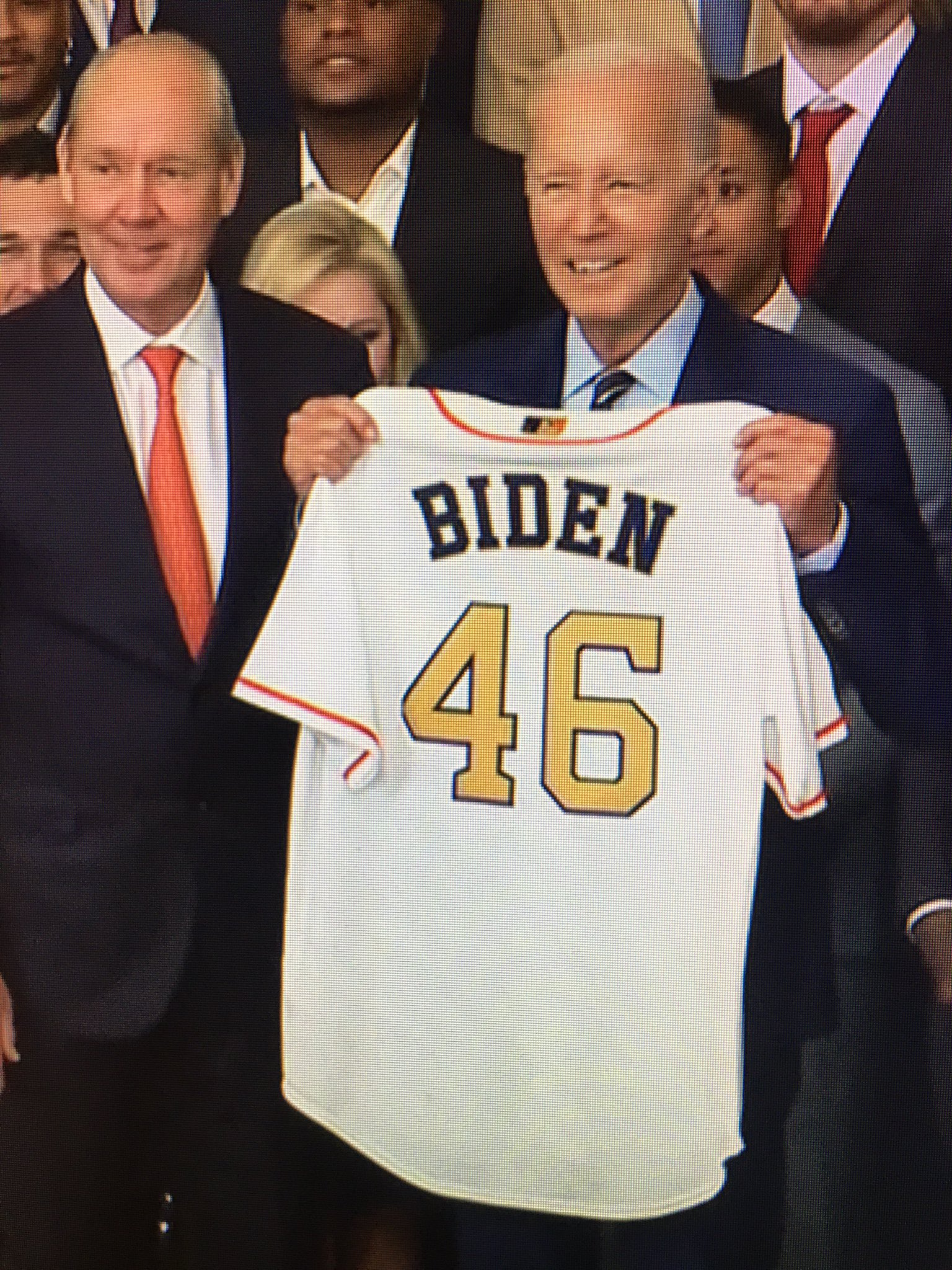 World Series Champion Salazar on X: @UniWatch @PhilHecken Astros No. 46 gold  jersey presented to President Biden #Ready2Reign  /  X