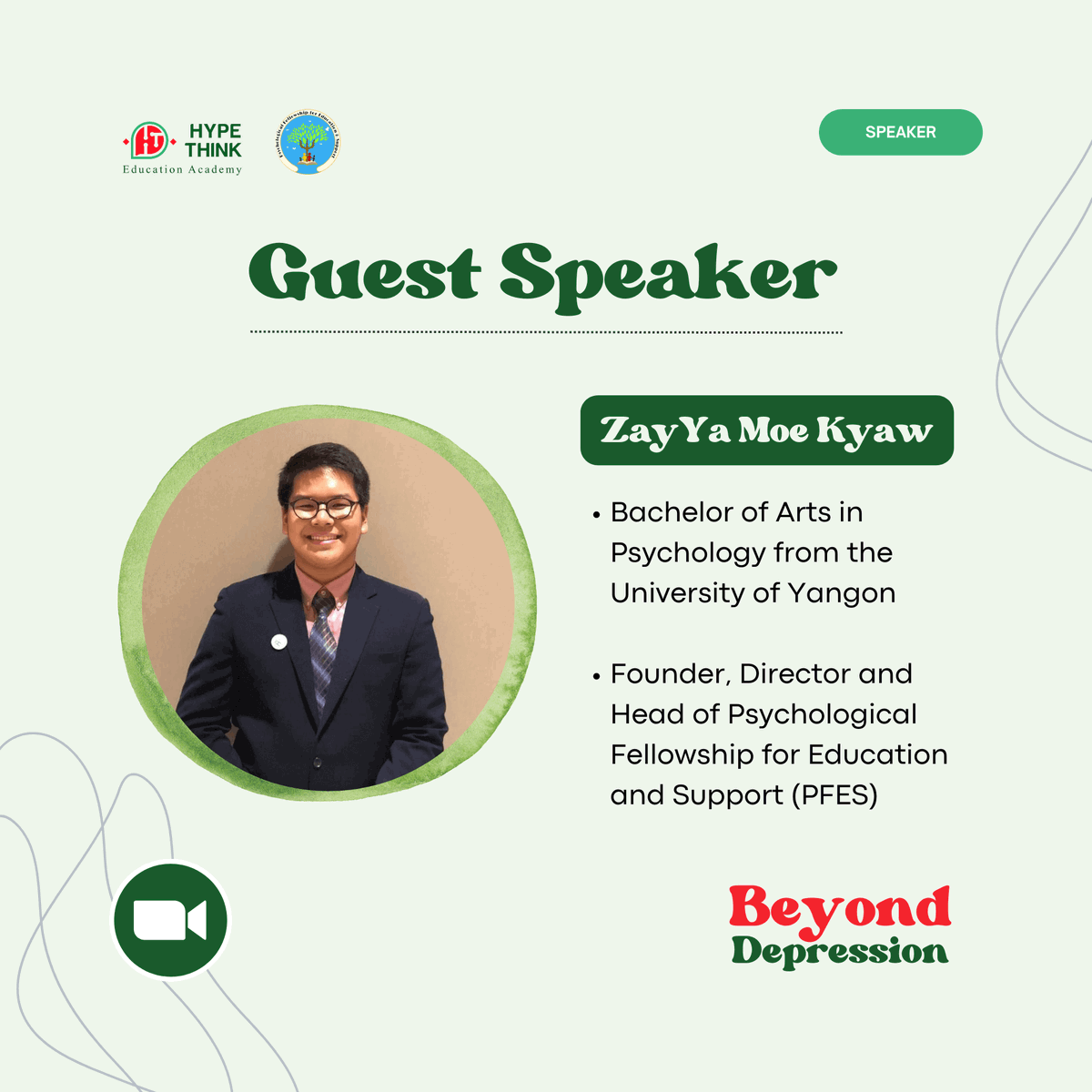 HypeThink's tweet photo. "အချိန် 2 နာရီ‌လောက်ပဲပေးရုံနဲ့ ပင်ပန်းနွမ်းနယ်နေတဲ့ သင့်ရဲ့စိတ်ကလေးကို အခမဲ့ကုစားပေးနိုင်မယ့် အစီအစဉ်"ကတော့ Hype Think × PFESတို့ organization(၂)ခုပူးပေါင်းပြီးကျင်းပသွားမယ့် "#BeyondDepression - Live and Behave Naturally" Online Workshop https://t.co/cxg01XE2F6 https://t.co/mGkOxBe8Ai
