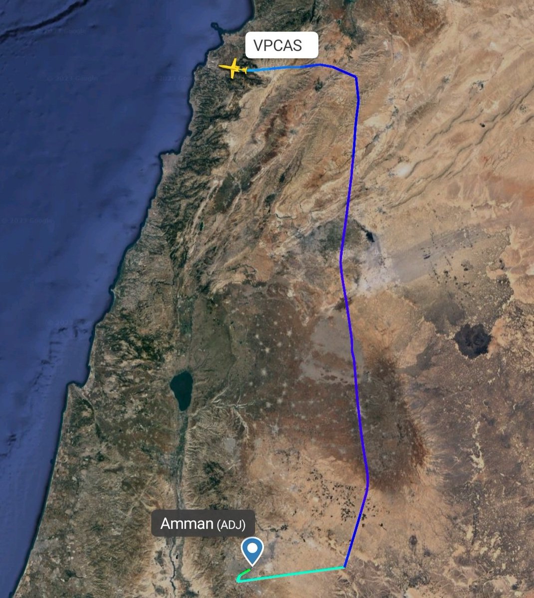LebanonJets's tweet photo. #VPCAS of ArabWings does occasional trips to #Lebanon arrived into #Beirut from #Amman (ADJ) track not complete do to ongoing GPS signal jamming in this area https://t.co/zW7PfExMbv