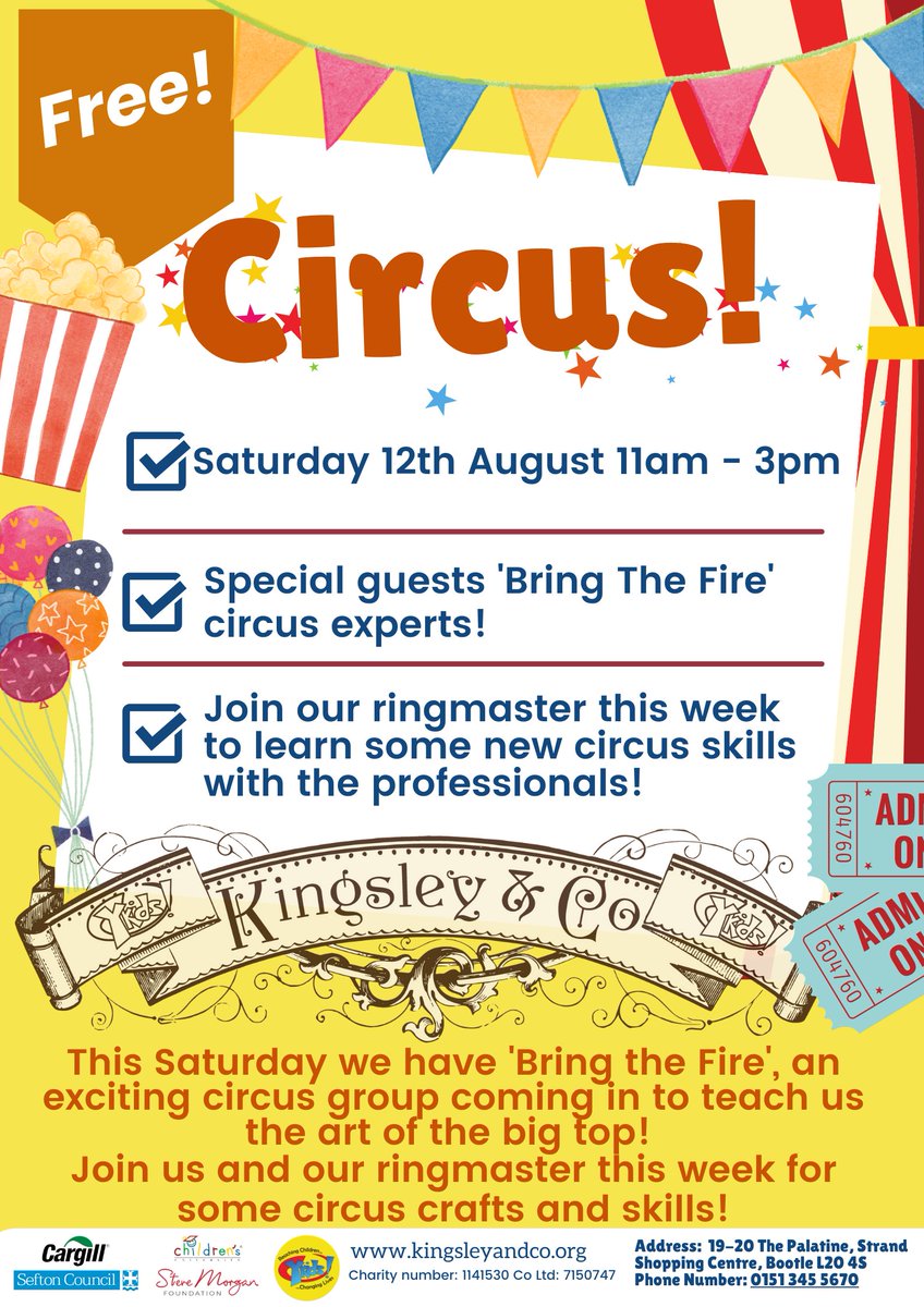Roll up! Roll up! 🎪 This Saturday we have an super group coming in called Bring The Fire! Come join us this week and learn how to juggle, spin plates, diablo and more! You don't want miss out🤹‍♀️ #circusskills #bringthefire #circus #kingsleyandco #bootle #thestrandshoppingcentre